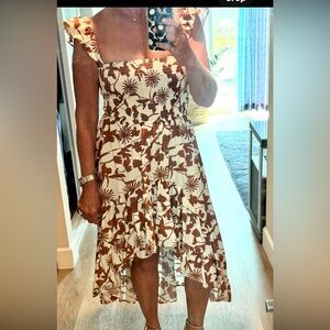Cute Summer Dress Brown and Cream Floral